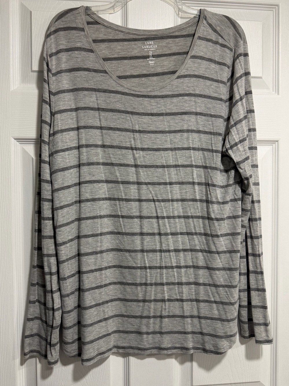 Gap Luxe Grey Striped Long-Sleeve Top
